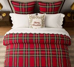 Merry Christmas Wreath Embroidered Pillow Cover