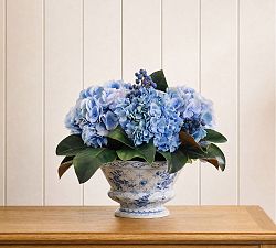 Faux Hydrangea and Blueberry in Ceramic Pot