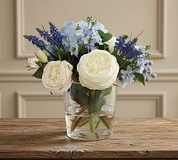 Faux Hydrangea &amp; Rose Mixed Blueberry Composed Arrangement