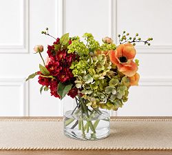 Faux Mix Ranunculus &amp; Anemone in Glass Vase