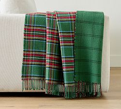 Plaid Reversible Wool Throw