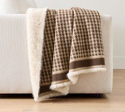 Houndstooth Faux Fur Back Throw ​