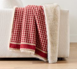 Houndstooth Faux Fur Back Throw ​