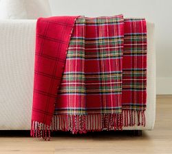 Plaid Reversible Wool Throw