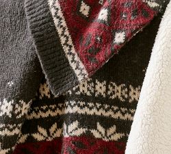 Heritage Poinsettia Fair Isle Faux Fur Back Throw​
