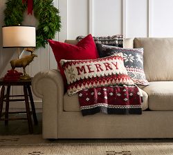 Heritage Poinsettia Fair Isle Faux Fur Back Throw​