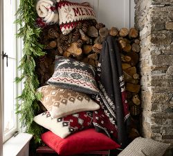 Heritage Poinsettia Fair Isle Faux Fur Back Throw​