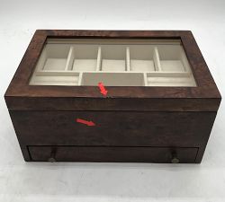 Open Box: Burlwood Jewelry Armoire (12.5"W x 6.25"H) - Dark Burlwood
