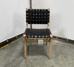 Open Box: Fenton Woven Leather Dining Side Chair - Vintage Midnight, Seadrift Frame