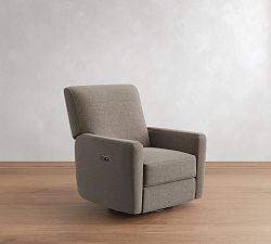Open Box: Irving Square Arm Swivel Glider Power Recliner without Nailheads - Performance Everydayvelvet Carbon