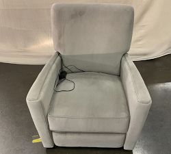 Open Box: Irving Square Arm Swivel Glider Power Recliner without Nailheads - Performance Everydayvelvet Carbon
