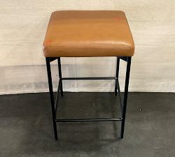Open Box: Maison Leather Backless Counter Stool (24") - Statesville Caramel, Antique Bronze