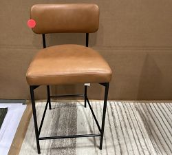 Open Box: Maison Leather Counter Stool (24") - Statesville Caramel, Antique Bronze