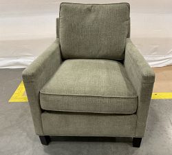 Open Box: Tyler Square Arm Upholstered Armchair without Nailheads (36") - Performance Casual Chenille Dark Moss, Espresso