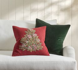Spruce Tree Embroidered Pillow Cover