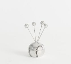 Baseball Cocktail Picks with Holder - Set of 4