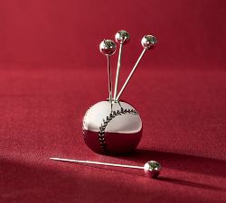 Baseball Cocktail Picks with Holder - Set of 4