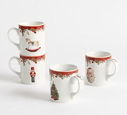 Nostalgic Christmas Icon Stoneware Mugs - Mixed Set of 4