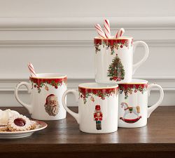 Nostalgic Christmas Icon Stoneware Mugs - Mixed Set of 4