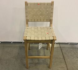 Open Box: Fenton Woven Leather Bar Stool (30") - Statesville Pebble, Seadrift