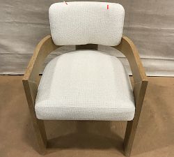 Open Box: Modern Farmhouse Upholstered Dining Armchair - Performance Boucle Oatmeal, Fog