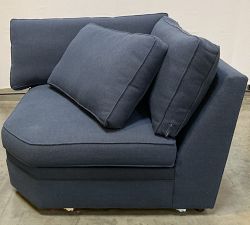 Open Box: Pearce Square Upholstered Wedge - Performance Chateau Basketweave Navy