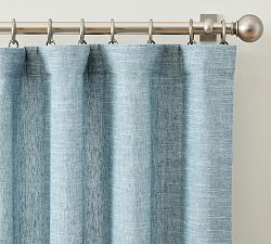 Open Box: Emery Linen Light Filtering Curtain (50"W x 108"L) - Blue Chambray