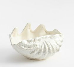 Open Box: Pearlescent Clam Shell Stoneware Serving Bowl - White