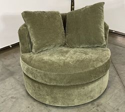 Open Box: Balboa Swivel Armchair (40") - Rustic Chenille Dark Moss