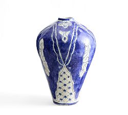 Open Box: Lorraine Ceramic Vase, Large - Blue