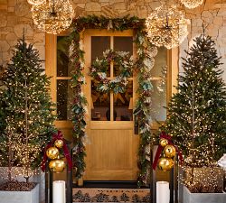 Lit Faux Pine and Berry Garland