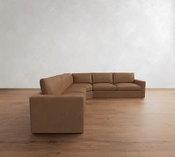 Westwood Square Arm Leather 3-Piece L-Shaped Wedge Sectional (128")