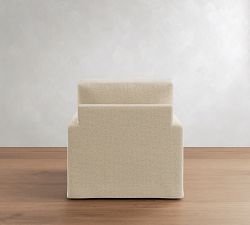 PB Comfort Modern Deep Square Arm Slipcovered Swivel Chair