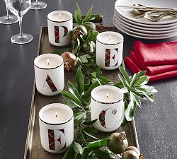 Stewart Plaid Alphabet Scented Candle - Winter Spruce