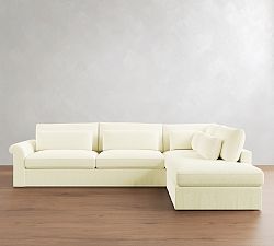 Westwood Roll Arm Deep Seat Slipcovered Return Bumper Sectional (125"-137")