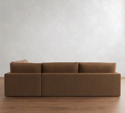 Westwood Slim Arm Deep Seat Leather Return Bumper Sectional (119"-131")