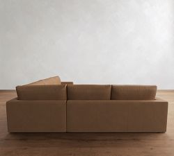 Westwood Square Arm Leather 3-Piece L-Shaped Wedge Sectional (128")
