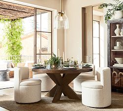Modern Farmhouse Round Pedestal Extendable Dining Table (60"-78")