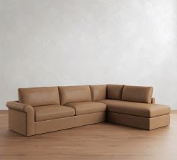 Westwood Roll Arm Leather Return Bumper Sectional (120"-132")