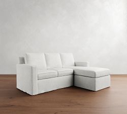Cameron Square Arm Slipcovered Reversible Chaise Sectional (86")