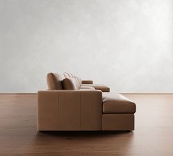 Westwood Square Arm Deep Seat Leather Double Chaise Sectional (172"-197")