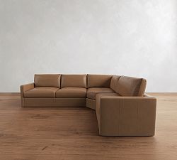 Westwood Slim Arm Leather 3-Piece Wedge Sectional (125")