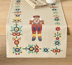 Nutcracker Embroidered Cotton Table Runner