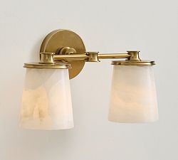 Open Box: Hayes Double Sconce (15") - Vintage Brass, Alabaster