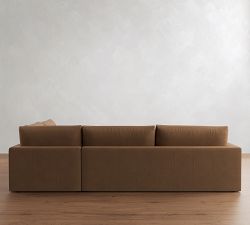 Westwood Square Arm Deep Seat Leather Return Bumper Sectional (122"-134")