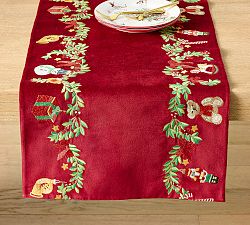Nostalgic Christmas Icon Velvet Table Runner