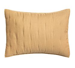 Open Box: Belgian Flax Linen Tufted Quilted Shams, Standard, Set of 2 - Harvest Gold