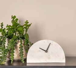 Decorative Half Moon Marble Mantel Clock