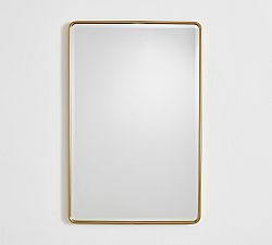 Open Box: Vintage Rounded Rectangular Mirror, Large (23"W x 35"H) - Vintage Brass