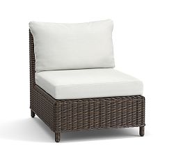 Open Box: Torrey All-Weather Wicker Outdoor Armless Chair with Cushion - Espresso